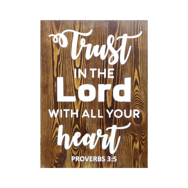 Trust in the Lord – 19 x 14 inches – Wooden Wall Plaque – Walnut White