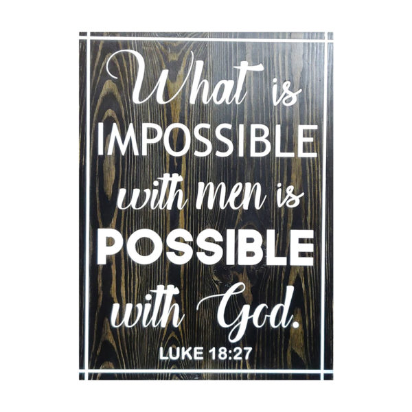 Possible with God – 19 x 14 inches – Wooden Wall Plaque – Ebony White