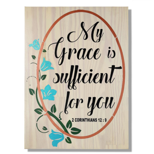 My Grace is sufficient for you – 19 x 14 inches – Wooden Wall Plaque White – Black